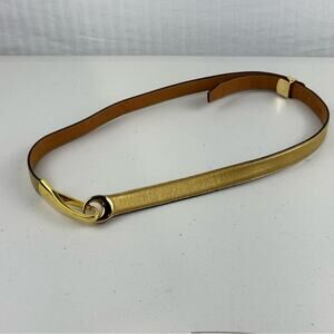 St. John Gold Leather Belt Gold Equestrian Horsebit Metal Buckle Made In Italy